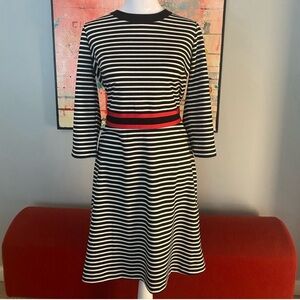 DRAPER JAMES 3/4 Sleeve Stripe Persley Ponte Dress Stripe Colorblock Medium NWOT